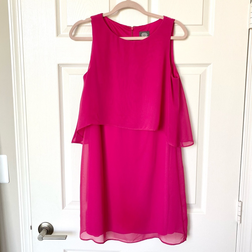 Vince Camuto Pink Layered Chiffon Dress